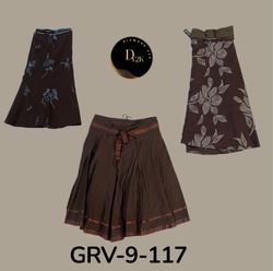 Brown Cotton Skirt – Casual Vintage Y2K Style(GRV-..