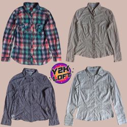 Office Core: Y2K Office Chic Camisas de mangas lon..