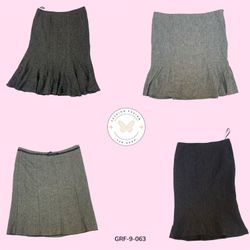 Jupe en laine grise Y2K – Classique minimaliste vi..