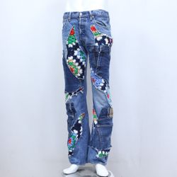 CR582 Jeans de Patchwork de Herança Reciclada