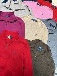 RALPH LAUREN SWEATERS 1/4 ZIPPER UND KABELSTRICK