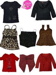 Y2K sequence beaded and mesh tops set