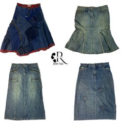 Y2K Unique denim Midi Skirts (RW-764)