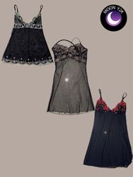 Y2K Sheer Black lingerie Tops (M-640)