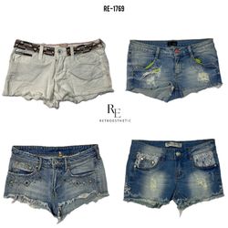 Y2K IT Girl Denim Micro Mini Shorts(RE-1769)