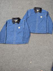 Vintage Carhartt Detroit Blue Denim Bomber Jacket