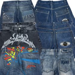 Y2K Hip Hop Baggy Jeans (F-47)