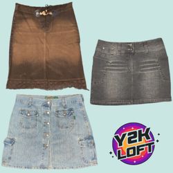 Y2K Cyber Girl Era Denim Midi Skirts