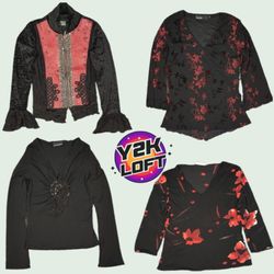 Camisetas de malla de manga larga Soft Grunge Y2K