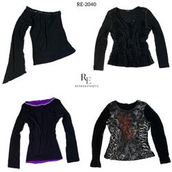 Y2K Gothic Vollärmelige Tops (RE-2040)