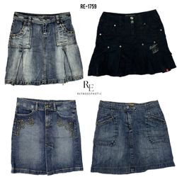 Y2K IT Girl Denim Midi Rock(RE-1759)