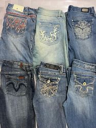 R129 Ladies Y2k Embroidered Flared Jeans
