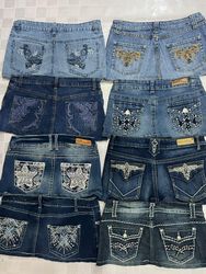 R133 Saia Mini Y2k Feminina Decorada Reciclada