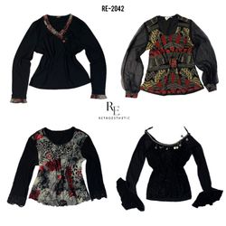 Y2K Black Full Sleeves Tops(RE-2042)