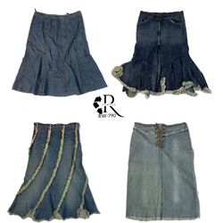 Gonne maxi in denim flirty e divertenti Y2K (RW-79..