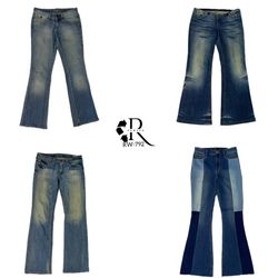 Jeans in denim a zampa d'elefante Y2K (RW-792)