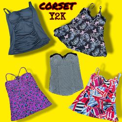 Vintage Y2K Corset Tops – Mixed Prints