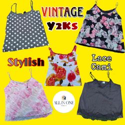 Vintage Y2K Lace Camisole Tops | Stylish Spaghetti..