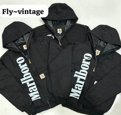 Rework Style Black Active CarharttxMarlboro Jacket..