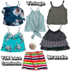 Y2K Vintage Lace Cami Top Printed Camisole