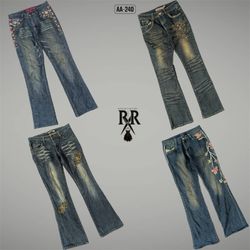 Y2K IT Girl Pantalones de Mezclilla con Bordado Ún..
