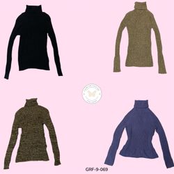 Y2K Classic Hi-Neck Knit Sweater – Retro Cozy Styl..