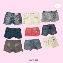 Y2K Miss Me Denim Shorts – Vintage Rhinestone Pock..