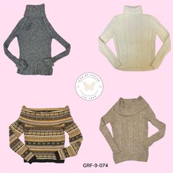 Y2K Classic Hi-Neck Knit Sweater – Retro Cozy Styl..