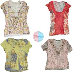 Y2K y Tops Boho de Manga Corta
