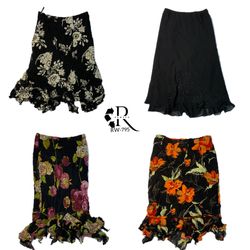 Gonne Poliestere Floreali Nere Rave Y2K (rw-795)
