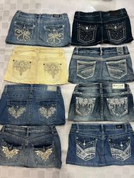 R135 Upcycled Ladies Y2k Embellished Mini Skirts