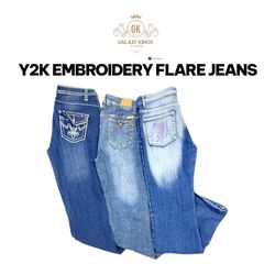 Y2K Embroidery Flare Jeans