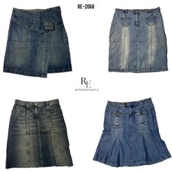 Y2K Cyber Girl Era Denim Midi Skirts (RE-2068)