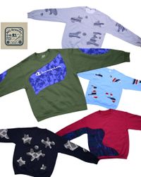 Pull en panneau et patchwork recyclé