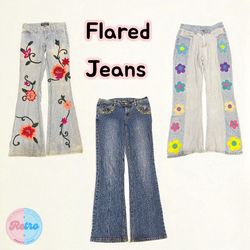 Jeans Flare Vintage Y2K Bordados e Impressos – 15 ..