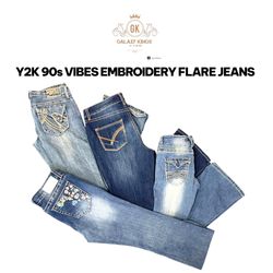 Y2K 90s Vibes Embroidered Flare Jeans