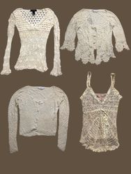 The White Swan" x Y2K Tops de Crochet S-1166