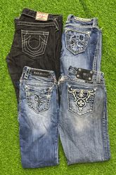 Miss me true religion and rock revival woman’s fla..