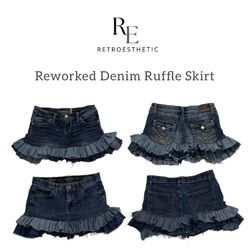 リワークドデニムラッフルスカート
