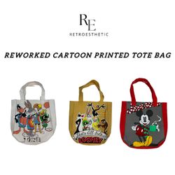 Rework Cartoon Tote Bags