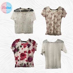 Whimsical Light Y2K Mesh Tops: 15 Pieces