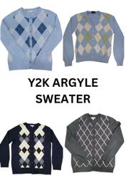 CR2696 Y2K Maglioni Argyle - 12 Pezzi