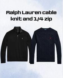 Ralph Lauren en tricot à câble et 1/4 zip
