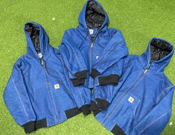 Carhartt Rework Style denim dark blue jeans Hoodie..