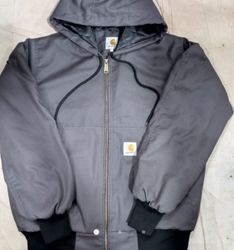 Carhartt rework style grey hoodie jacket