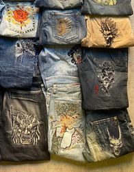 Hip hop & japanese embroidered jeans