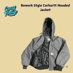 Rework Style Carhartt Grey Hooded Jacket