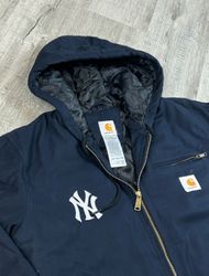 Rework Style Carhartt Yankees Navy Blue St Hoodies..