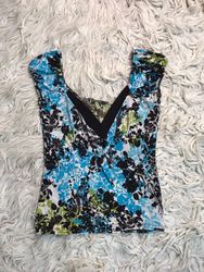 Mesh und Polyester Halbärmel und ärmelloses Top