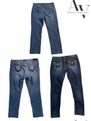 VINTAGE back pocket design straight jeans